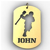 Personalized Male Lacrosse Player Name Dog Tag Cut-Out Pendant