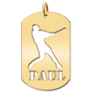 Personalized Baseball Slugger Name Dog Tag Cut-Out Pendant