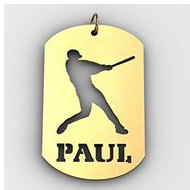 Personalized Softball Slugger Name Dog Tag Cut-Out Pendant