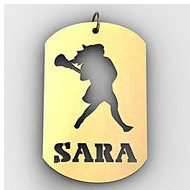 Personalized Female Lacrosse Player Name Dog Tag Cut-Out Pendant