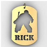 Personalized Hockey Goalie Name Dog Tag Cut-Out Pendant