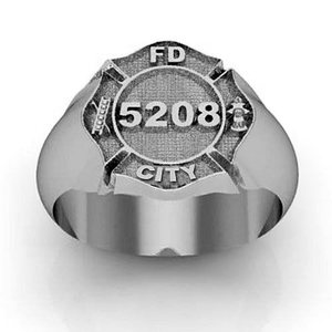 Personalized Firefigher Badge Ring