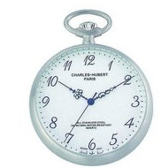 Charles Hubert Chrome Tone Premium Pocket Watch