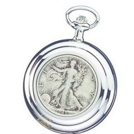 Charles Hubert Open Faced US Half Dollar Coin Pocket Watch