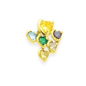 Gold 6 Heart Stone Mother s Pendant Jewelry