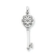 Sterling Silver CZ Key Pendant