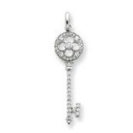 Sterling Silver CZ Key Pendant