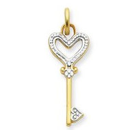 14K Yellow Gold (Two Tone) Key Pendant or Charm