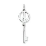 Sterling Silver Peace Sign Round Key Pendant