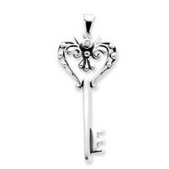 Sterling Silver Antiqued CZ Key Pendant