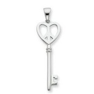 Sterling Silver Peace Sign Heart Key Pendant