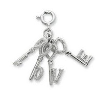 Sterling Silver Heart Love Key Pendant Charms