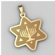 "Star of David" w/ Menorah Pendant