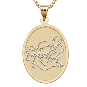 Mother with Three Sons   Oval Pendant