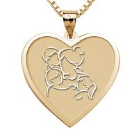 Mother with Son and 2 Daughters Heart Pendant