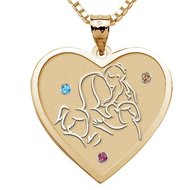 Mother with Three Daughters - Heart Pendant with Birthstones