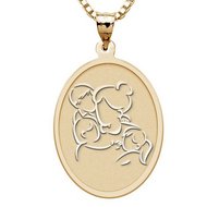 Mother with Son and Two Daughters - Oval Pendant