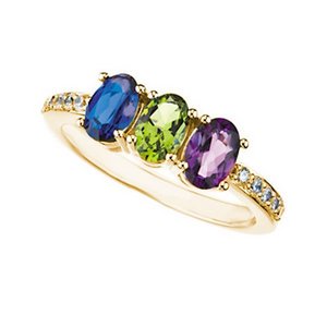 Mother s Ring with Three Birthstones and Diamonds