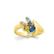 Gold 6 Marquise Stone Mother's Ring