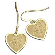 Mother with Two Daughters Heart-Shaped Earrings (w/ Kidney Wire)