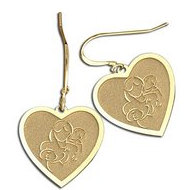 Mother with Two Sons Heart-Shaped Earrings (w/ Kidney Wire)