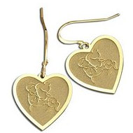 Mother w/ Son and Two Daughters Heart-Shaped Earrings (w/ KidneyWire)