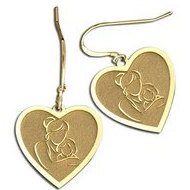 Mother and Daughter Heart-Shaped Earrings (w/ Kidney Wire)