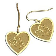 Mother with Son and Daughter Heart-Shaped Earrings (w/ Kidney Wire)