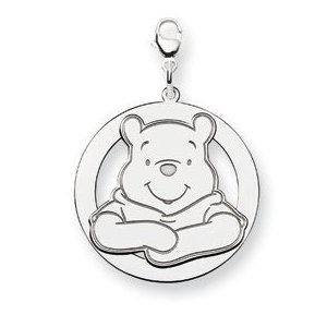 Sterling Silver Disney Winnie the Pooh Large Two Layer Round Charm