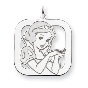 Sterling Silver Snow White Square Charm