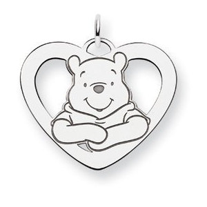Sterling Silver Disney Winnie the Pooh Large Heart Charm