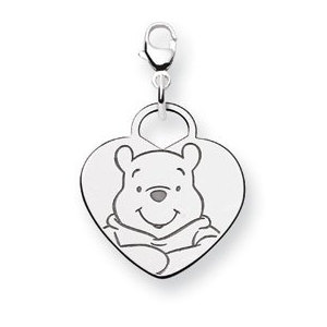 Sterling Silver Disney Winnie the Pooh Lobster Clasp Heart Charm