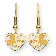 Disney Mickey Mouse Heart Dangle Shepherd Hook Earrings
