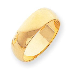 14k Yellow  Gold 7mm Comfort Fit Wedding Band