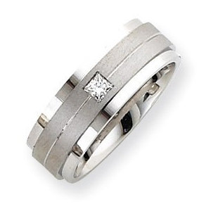 14k White Gold 8mm Fancy Diamond Wedding Band