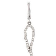 14K White Gold Diamond Angel Wing w Lobster Clasp Charm