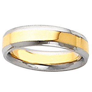 14k Two Tone 6mm Domed Wedding Band