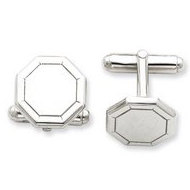 Octagon Shaped Sterling Silver Engravable Cufflinks