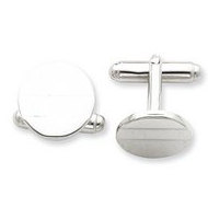 Round Shaped Sterling Silver Engravable Cufflinks