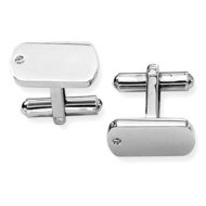 Rectangle Shaped Stainless Steel W/ Diamond Engravable Cufflinks