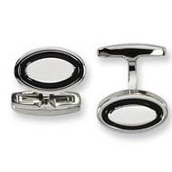 Polished Oval Shaped Stainless Steel Engravable Cufflinks
