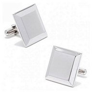 Stainless Steel Square "Beveled Edge" Engraveable Cufflinks