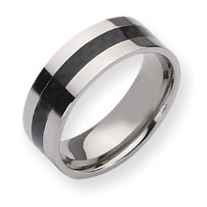 Titanium Carbon Fiber Flat 8mm Polished Wedding Band