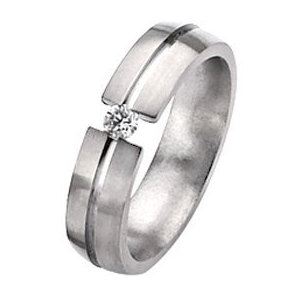 Titanium 6mm Diamond Brushed Wedding Band