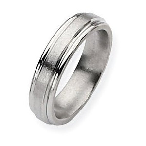 Titanium Grooved Edge 6mm Satin and Polished Wedding Band