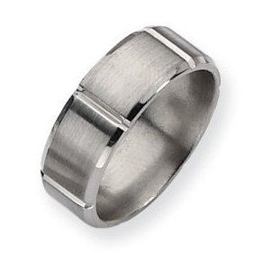 Titanium Grooved 8mm Brushed and Polished Wedding Band