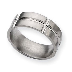 Titanium Grooved 6mm Brushed and Polished Wedding Band