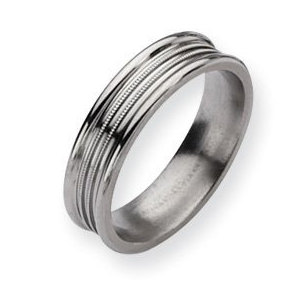 Titanium Grooved and Beaded 6mm Polished Wedding Band
