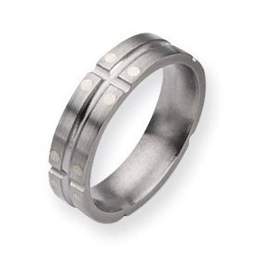 Titanium Sterling Silver Dots 6mm Satin and Polished Wedding Band