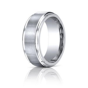 Cobalt Chrome Comfort Fit w  Satin Inlay 9 mm Wedding Band